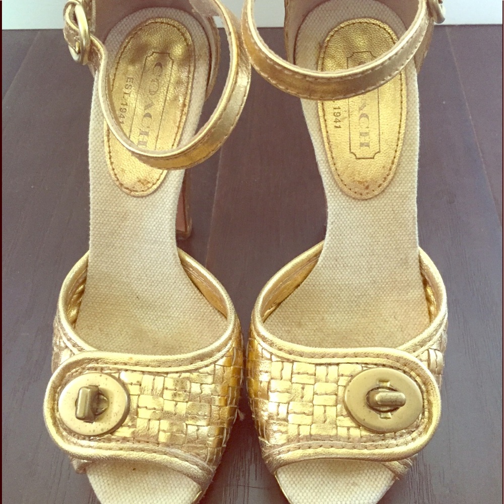 COACH 24k gold look heels